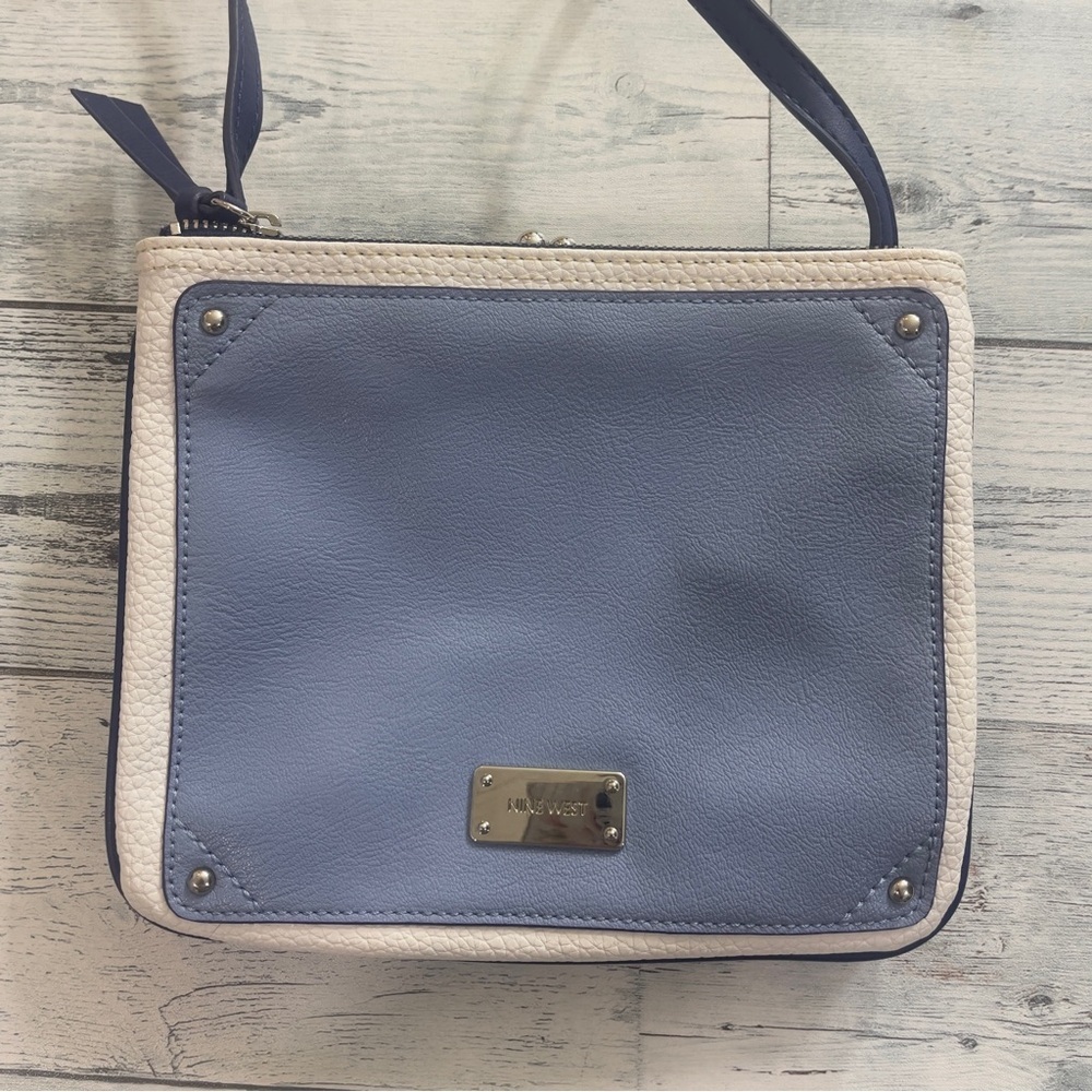 Nine West Jaya Two Tone Blue 4 Compartments Crossbody Bag OS